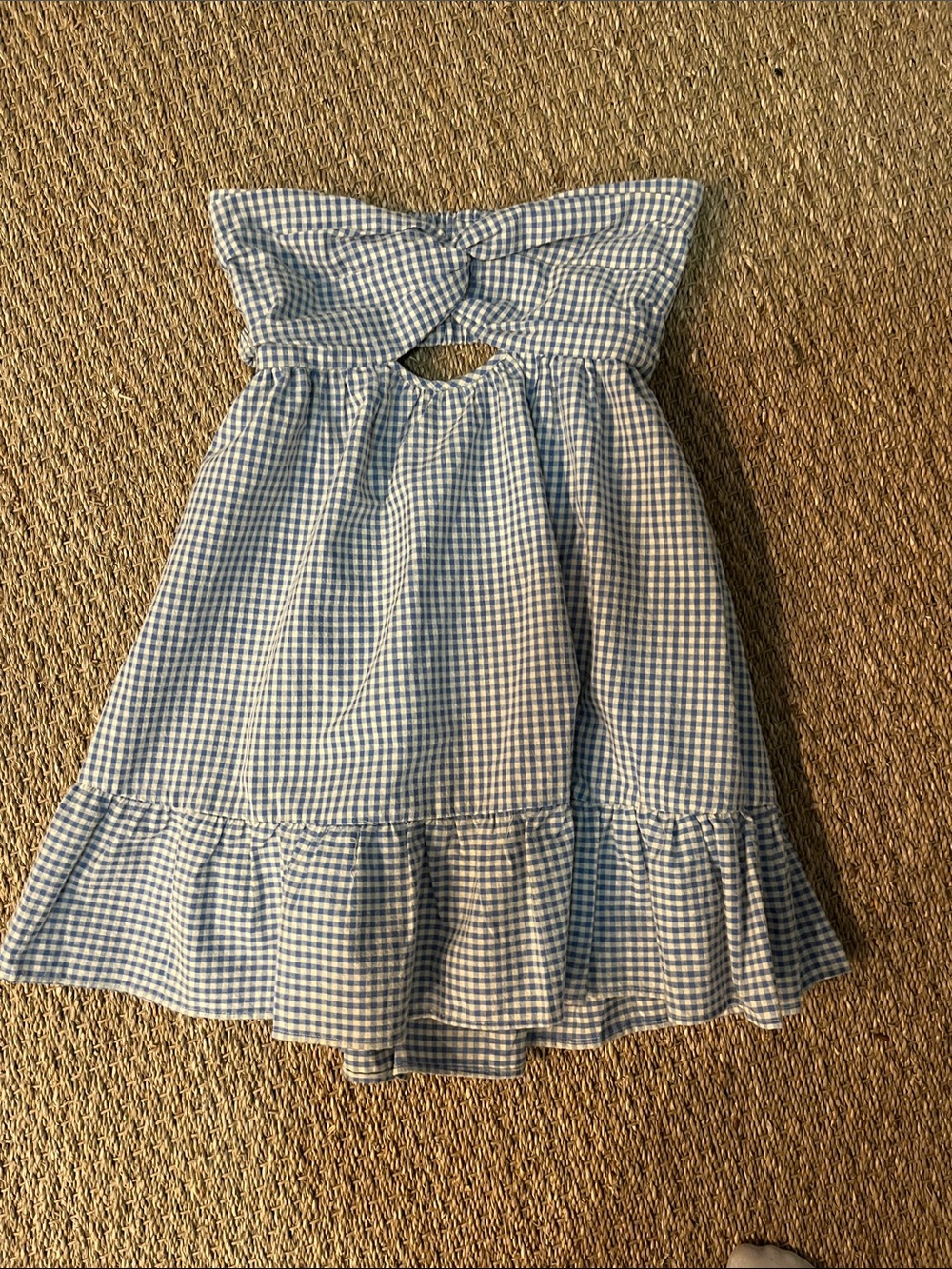 Boutique Blue white Strapless Dress